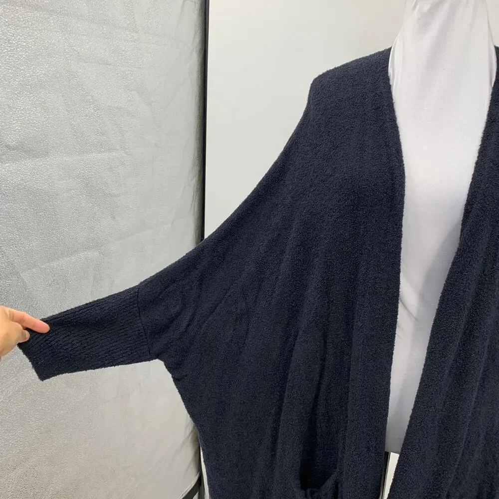 Barefoot Dreams Cardigan Womens OS One Size Black Gray CozyChic Cliffside Wrap